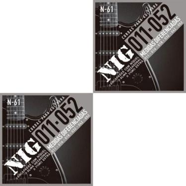 Imagem de Kit 2 Encordoamento Guitarra Níquel Nig N-61.011 + Palheta Brinde PRN6