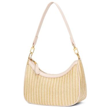 Imagem de KKXIU Bolsa de ombro feminina fofa Hobo bolsas e bolsas retrô clutch underarm, Bege1, Small, Verão