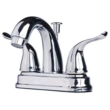 Imagem de Builders Shoppe Torneira de lavatório centralizada de duas alças 2022CP com acabamento cromado de drenagem pop-up