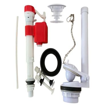 Imagem de Kit Reparo Completo Caixa Acoplada Botao Acionamento Superio Descarga Vaso Sanitario Banheiro Drenagem Privada Lavabo