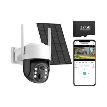 Imagem de Câmera Solar WiFi 4K HD Externa 8MP Lente Dupla Vigilância Por Vídeo S