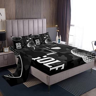 Imagem de Erosebridal Conjunto De Lençóis Com Estampa Golfe, Preto, Camuflado, Infantil, Meninos, Adolescentes, Camuflagem, Esportivo, Plano, Bolas Jogos, Roupa Cama E Fronhas, 4 Peças, Microfibra Macia