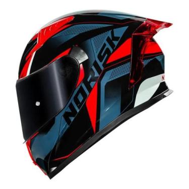 Imagem de Capacete norisk flow pulse azul com viseira fumê extra e spoiler, 56