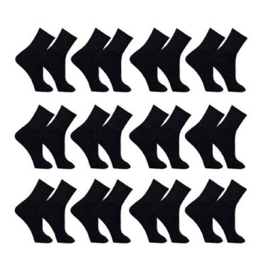 Imagem de Kit 12 Pares de Meias Masculina Sport Cano Médio - Polo Basic, Preto, 