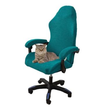 Imagem de Capas de cadeira de jogos com capas de apoio de braço, capas de assento elásticas para cadeira de escritório para jogos com zíper giratório (verde escuro)