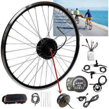 Imagem de Kit De Conversão De Bicicleta 48v 250w 500w, 20 24 26 27,5 28 29 Polegadas 700c Roda Dianteira, Cubo De Bicicleta, Kit De Conversão De Motor De Bicicleta Elétrica, 250W, 24in