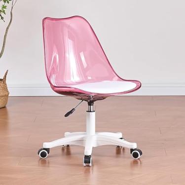 Imagem de Cadeira De Escritório Em Acrílico Transparente, Cadeira De Mesa De Computador Giratória Ajustável Em Altura Sem Braços Com Base, Cadeiras De Tarefa Executivas Ergonômicas Com Encosto Médio
