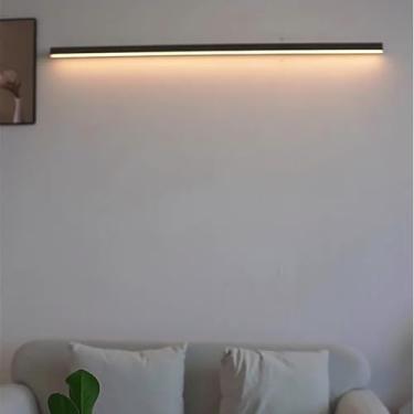 Imagem de GZZBMY Luzes de parede de LED com faixa longa moderna e simples de alumínio arandela luz de cabeceira lâmpada de arandela linear para quarto, sala de estar, corredor, escadas, varanda (luz quente