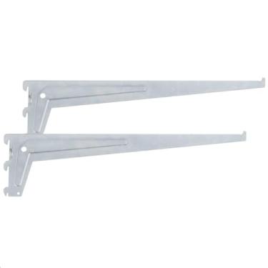 Imagem de Suporte 30 cm para Trilho Cremalheira Zincado – Kit 2 Unidades para Prateleiras de Vidro ou Madeira