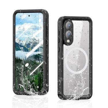 Imagem de Omio Capa impermeável para Galaxy S25 Edge compatível com MagSafe, capa magnética à prova d'água IP68 subaquática protetora de tela integrada à prova de choque de grau militar para homens mulheres