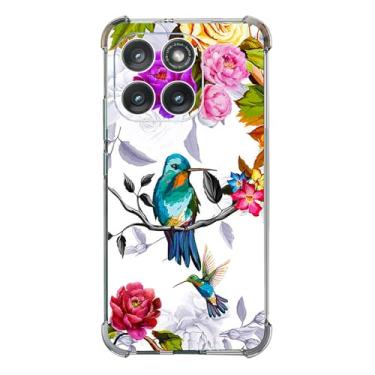 Imagem de Beaucov Capa para Motorola Edge 2025, beija-flor em estilo flores, proteção contra quedas, à prova de choque, capa protetora de corpo inteiro, resistente a arranhões para Motorola Moto Edge 2025