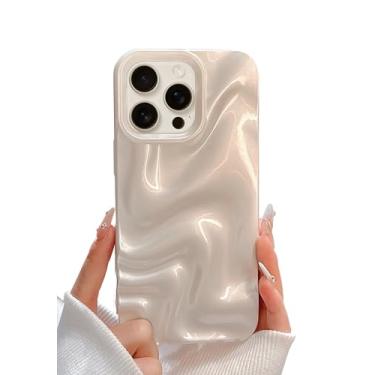 Imagem de FUNMIKO Capa para iPhone 12/iPhone 12 Pro, padrão ondulado de água branco pérola com um brilho perolado, capa protetora de gel macio à prova de choque para mulheres e meninas
