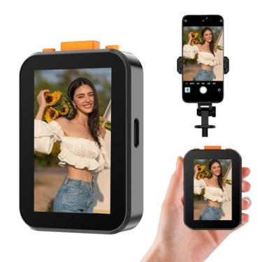 Imagem de Mini monitor de selfie sem fio de 5.1 cm para telefone, com sons, câmera de telefone portátil, controle remoto, monitor de selfie para Vlog Live Stream e TikTok (sem clipes)