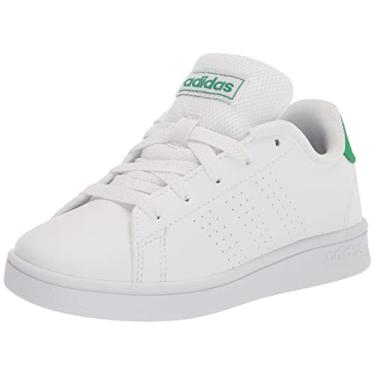 Imagem de adidas Tênis infantil Advantage com velcro, Ftwr branco/verde/preto, 5.5 Big Kid