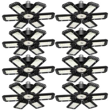 Imagem de AUDLES Pacote Com 8 Lâmpadas De Garagem, 200 W, 20.000 Lm, 6.500 K, Lâmpadas De Led Para Loja, Luzes De Teto Para Garagem Com 6 + 1 Painéis Deformáveis, Lâmpada De Soquete E26/E27 Para Depósito, Of