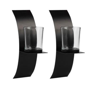 Imagem de DIYEAH **Suportes de Velas de Parede Pretos, Sconce de Ferro em Forma de Arco, Suporte de Velas Votivas Suspenso para Decoração de Parede da Sala de Estar, 2 Pçs/Pacote, 20 x 6 x 6,7 cm**