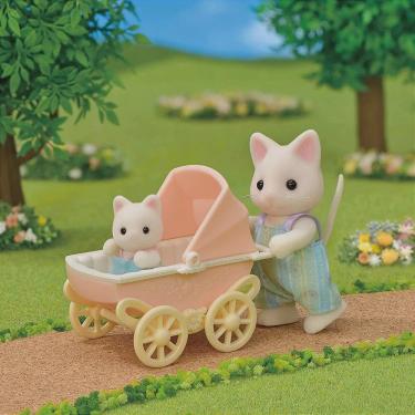 Imagem de Conjunto Sylvanian Families - Carrinho de Bebe- Papai e Bebe Gatos Primavera EPOCH MAGIA