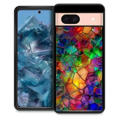 Imagem de CARLOCA Capa compatível com Google Pixel 8A para meninas e meninos ultra proteção silicone macio TPU antiderrapante para Google Pixel 8A moda padrão vitral abstrato colorido