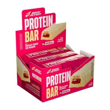Imagem de Protein Bar Caixa 12Un 55g Chocolate Branco Morango Bodyaction