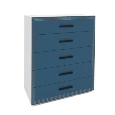 Imagem de Cômoda Valência 5 Gavetas Azul e Branca