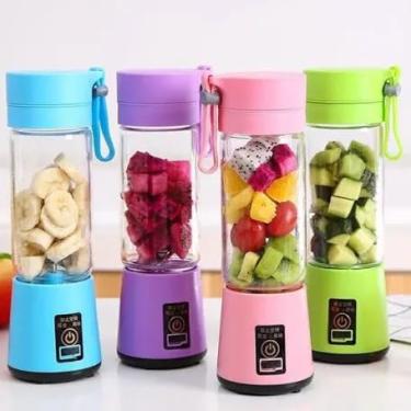 Imagem de Mini Liquidificador Portátil USB 380ml – Shake, Suco e Vitamina Fácil, Recarregável, 6 Lâminas de Aço Inox