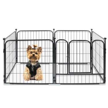 Imagem de Canil Portátil para Cães de Estimação, Cercado para Cachorros para Cães com 6 Painéis, Cerca Portátil de Metal para Animais de Estimação, Adequada para Animais Pequenos, Cor Preta, 24 Polegadas