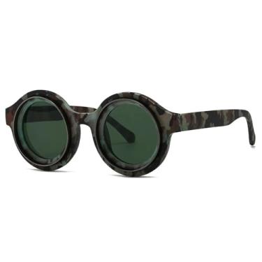 Imagem de Óculos de sol redondos vintage da moda, femininos, masculinos, punk, luxuosos, clássicos, steampunk, UV400 (verde militar)