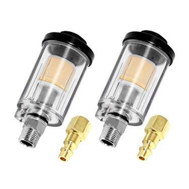 Imagem de beduan Filtro Separador de Óleo de Água, Filtros de Pistola de Pulverização Rosca Macho e Fêmea NPT 1/10.2 cm Encaixe de Compressor de Ar Preto Comprimido (pacote com 2)
