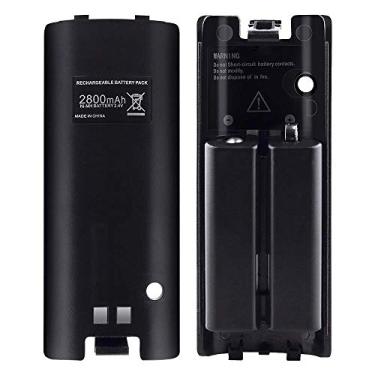 Imagem de Baterias recarregáveis para controle remoto Wii NIFERY, pacote com 2 baterias recarregáveis de 2800 mAh para controle remoto Wii/Wii U (preto)
