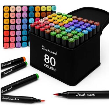 Imagem de Canetinhas Permanentes Ponta Dupla Touch, 80 Cores Vibrantes, para Desenho e Artesanato