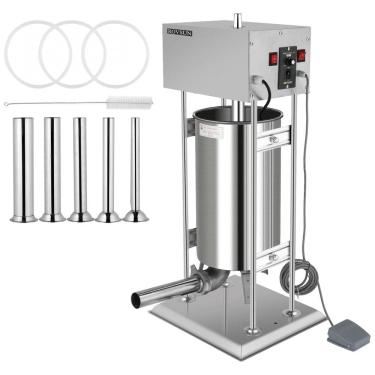 Imagem de Máquina de Enchimento de Linguiças Elétrica ROVSUN 10L - Aço Inoxidável, Design Vertical, Velocidade Ajustável, 5 Tubos de Enchimento, Uso