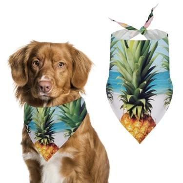 Imagem de Cachecol triângulo de poliéster estampado de abacaxi de verão - Tamanho único (70 x 30 cm)