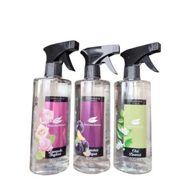 Imagem de Kit Tres Aguas Perfumadas Odorizador de Tecidos Amazonia Aromas 500Ml