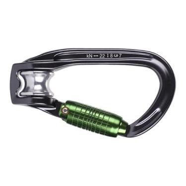 Imagem de menolana Mosquetão de polia de escalada com trava de parafuso, fácil de instalar, clipe de mosquetão com trava automática para atividades ao ar livre e