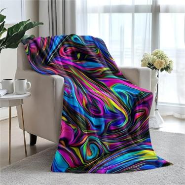Imagem de Cobertor de lã colorido 127 x 152 cm para sofá cama, cobertor de flanela de microfibra super macio e aconchegante leve para mulheres, homens e crianças