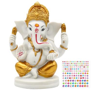 Imagem de Estátua do Senhor Indiano Ganesha Idol - 12,5 cm A Dourado Deus Hindu Ganpati Mandir Diwali Pooja Item Casa Templo Puja Decoração Ganesh Murti Altar Santuário Ornamento Espiritual Presentes para