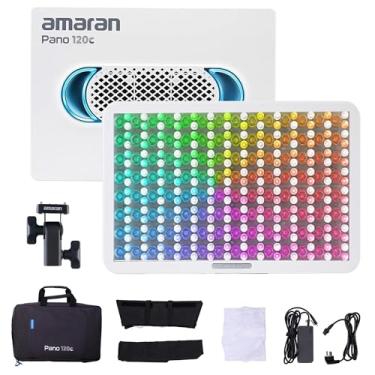 Imagem de Amaran Kit Pano 120c Painel de Luz LED de Vídeo 120W RGBWW Luzes Coloridas, CCT 2.300K-10.000K, 12 Efeitos de Iluminação, Controle de Aplicativo, Suporta USB-C PD, com Softboxes e Estojo de Transporte