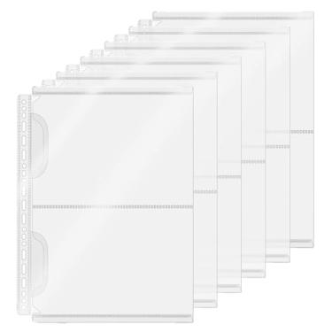 Imagem de Mogoostry Protetores de lençol A4 com 21 furos, 2 bolsos, mangas para fichário com aba lateral PP, inserções de folhas soltas, pastas e sacos de arquivamento