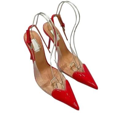Imagem de Scarpin Feminino Slingback Bico Fino em Verniz Transparente com Coração – Salto Alto 10cm
