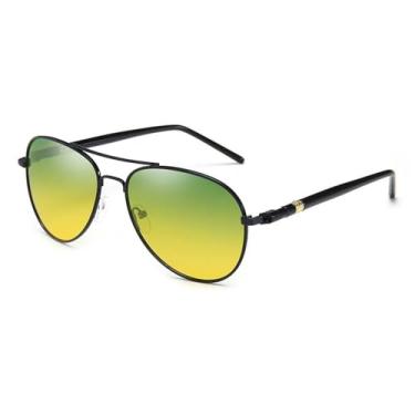Imagem de Óculos de sol de visão noturna para homens e mulheres, óculos de aviação com lentes amarelas polarizadas UV400, óculos de sol para dirigir e dirigir, 1 preto, BH01