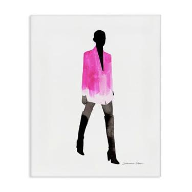 Imagem de Stupell Industries Design de arte de parede em tela Girl In Pink Jacket por Simone Elum, 20 x 16