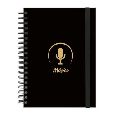 Imagem de Caderno Colegial Plus 10 Matérias Profissões Música (Preto e Gold)