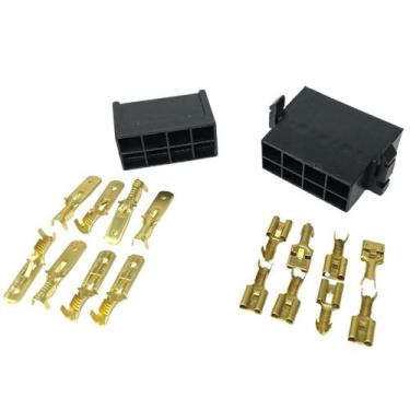 Imagem de Conjunto conector 8 vias terminais 6,3mm macho e fêmea preto resistent
