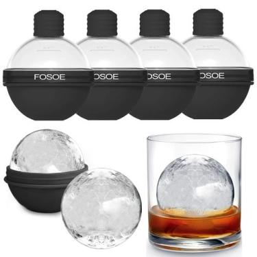 Imagem de Ice Ball Molds FOSOE Silicone para uísque, conjunto de 4 com tampas