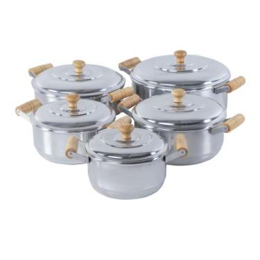 Imagem de Jogo 5 Panela Polido Alumínio Leve Resistente - NF