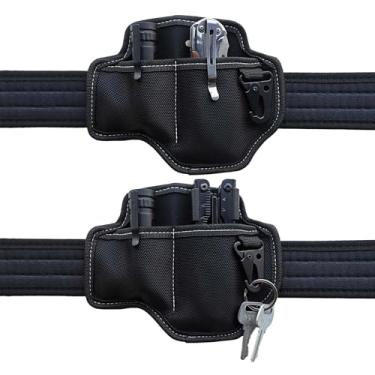 Imagem de 2 bainhas multiferramentas, organizador de cinto de nylon para ferramentas Leatherman Gerber, bolsa de faca com alça de cinto para homens, bolsa multiferramentas com suporte de lanterna, clipe para