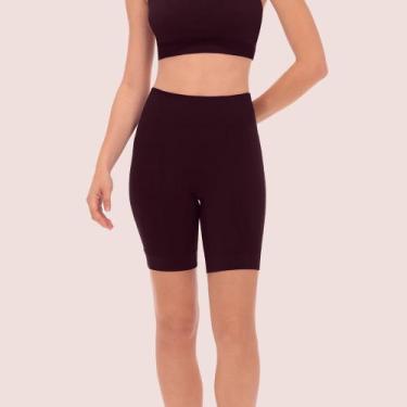Imagem de Bermuda Fitness Plié Feminina Sem Costura Canelada, Roxo, GG
