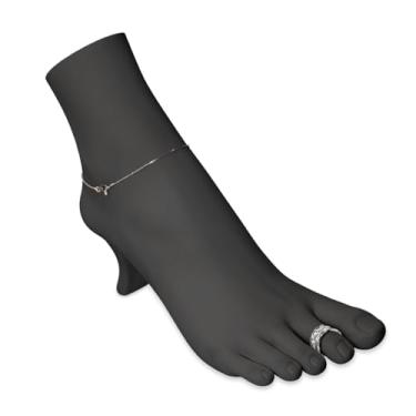 Imagem de Novel Box Pé de manequim preto 21 x 8 x 16,5 cm - Suporte de joias para pulseira de tornozelo com corrente de anel - Organizador de manequins femininos para casa, loja e lojas de varejo