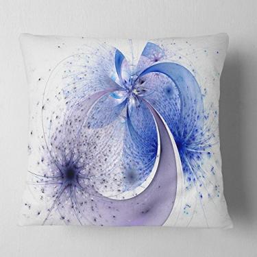 Imagem de Designart Manta floral simétrico azul brilhante para sala de estar, sofá, almofada de alta qualidade + capa de almofada impressa em ambos os lados 45,72 x 45,72 cm