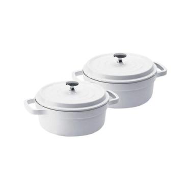 Imagem de Kit Conjunto Caçarola Hercules Revestimento Ceramico Indução Branca 4,